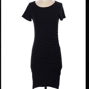 Vici Women’s Black Ruched Midi length Black dress |